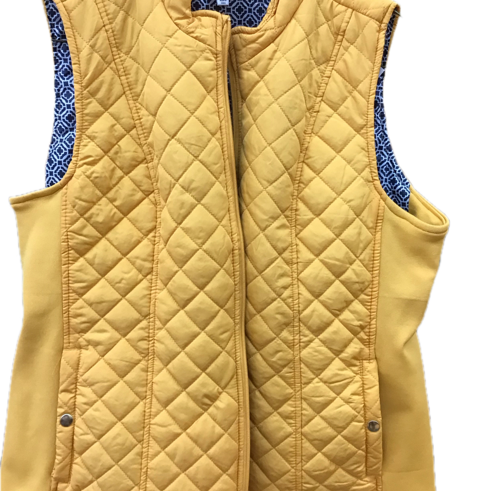 Kim Rogers Quilted Vest Women's Yellow Full Zip Puffer Sleeveless Jacket XL